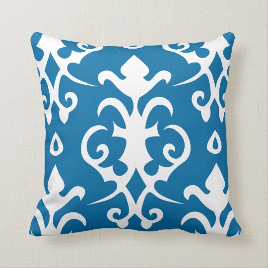 Blue Vintage Pattern Damask Pillow | Zazzle.com