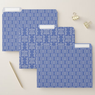 Blue Vintage Pinwheel Damask With Colors File Folder