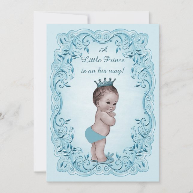 Blue Vintage Prince Baby Shower Invitation (Front)