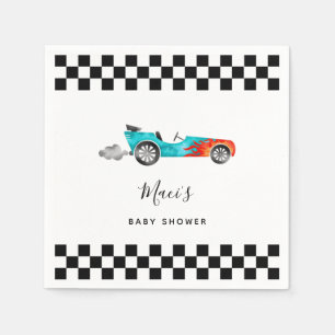 Blue Vintage Race Car Baby Shower Napkins