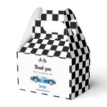Blue Vintage Race Car Boy Birthday Party Favor Boxes