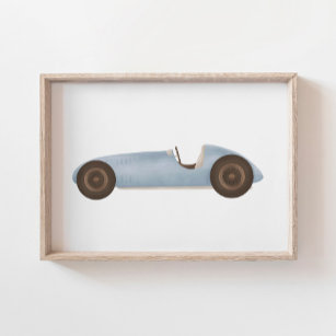 Blue Vintage Race Car Kids Room Decor