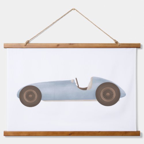 Blue Vintage Race Car Kids Room Decor Hanging Tapestry
