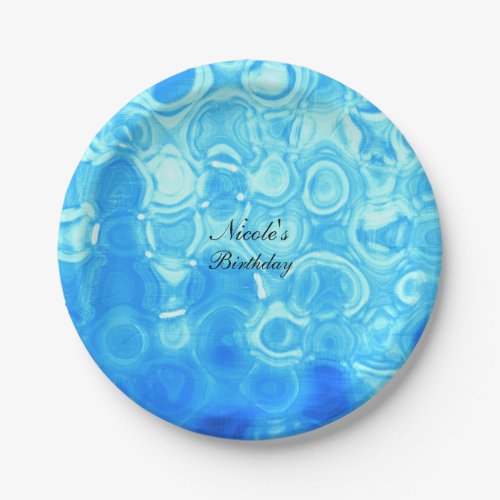 Blue Vintage Retro Glamour Fashion Circle Art Paper Plates