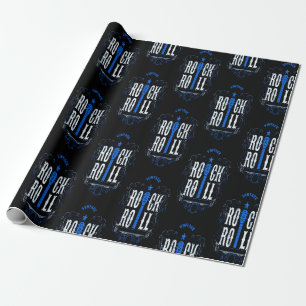 Blue Vintage Rock And Roll Wrapping Paper