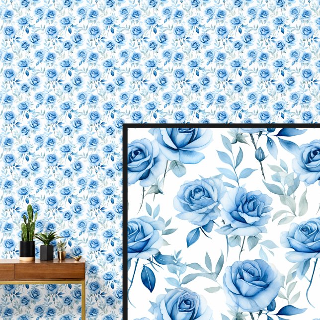 Blue Vintage Rose Floral Shabby Chic Wallpaper (Creator Uploaded)