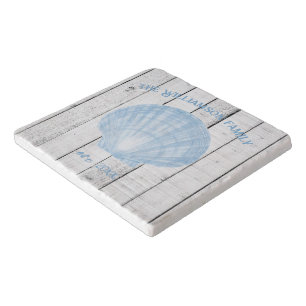 Blue Vintage Scallop Shell Trivet