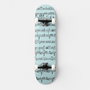 Blue Vintage Sheet Music Skateboard