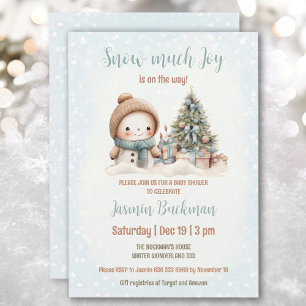 Blue Vintage Snowman Christmas Boy Baby Shower Invitation