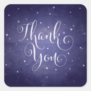 Blue Vintage Stars Thank You Halloween Square Sticker