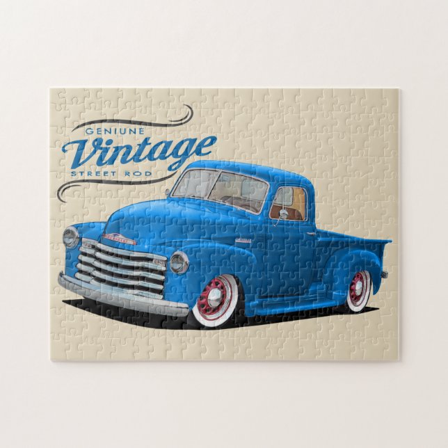 Blue Vintage Street Rod Jigsaw Puzzle (Horizontal)