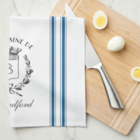 Black & White Plaid Personalized Waffle Weave Kitchen Towel