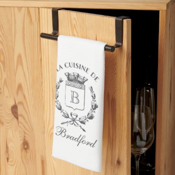 Blue Vintage Style French Sack With Custom Name Kitchen Towel by HoundandPartridge at Zazzle