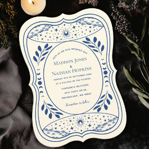 Blue Vintage Tarot Card Gothic Wedding Invitation
