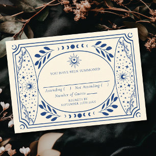 Blue Vintage Tarot Card Gothic Wedding RSVP