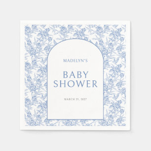 Blue Vintage Toile De Jouy Boy Baby Shower Napkins