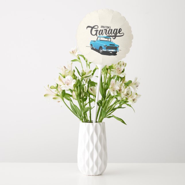 Blue Vintage Truck Birthday Custom Balloons (Vase)