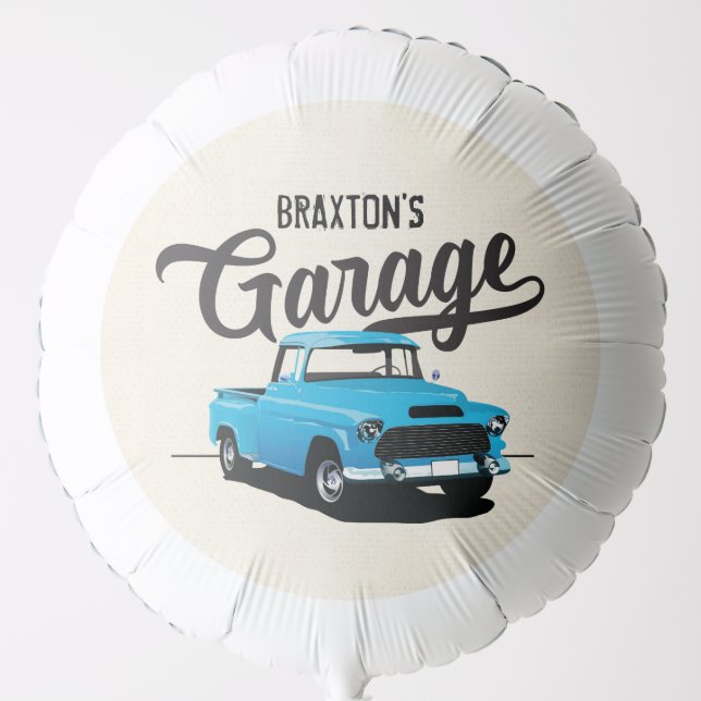 Blue Vintage Truck Birthday Custom Helium Balloon (Front)