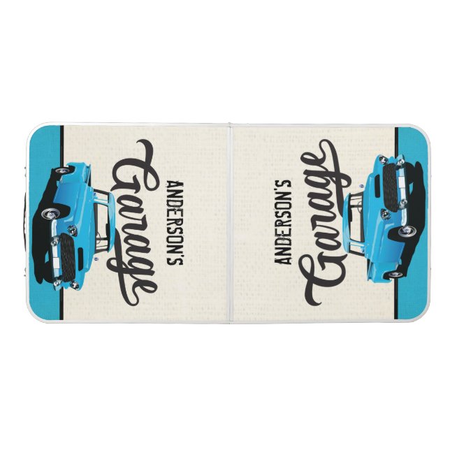 Blue Vintage Truck Custom Tailgate Beer Pong Table (Top)