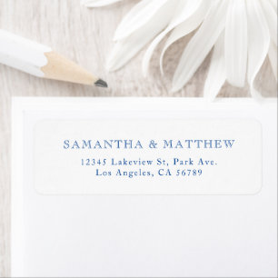 Blue Vintage Typography Couple Address Label
