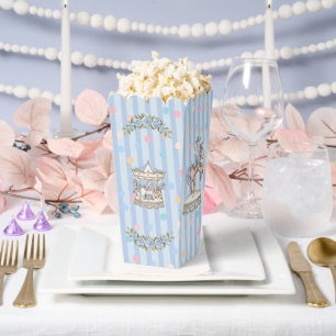 Blue Vintage Watercolor Horse Carousel Baby Shower Favor Boxes