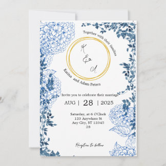 Blue Vintage Wedding Invitation | Simple & Elegant