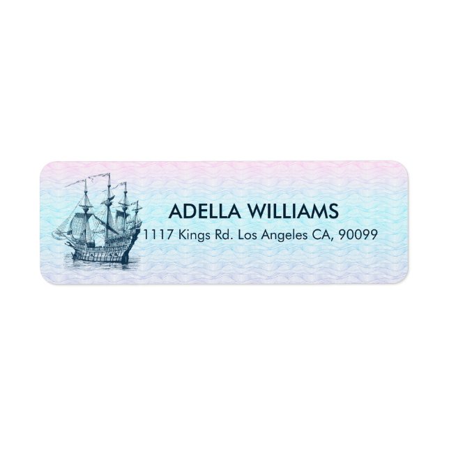 Blue vintage wind sailing boat label (Front)