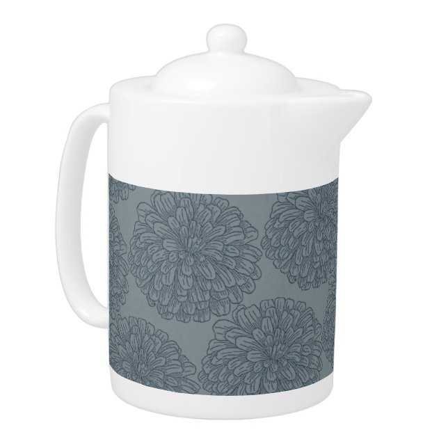 Blue Vintage Zinnia Teapot (Left)