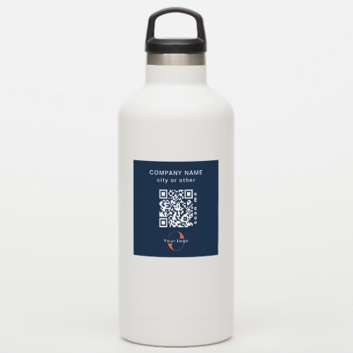 Blue Vinyl square Business QR code Water Bottle Sticker