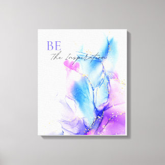 Blue Violet Abstract Watercolor Motivational Quote Canvas Print