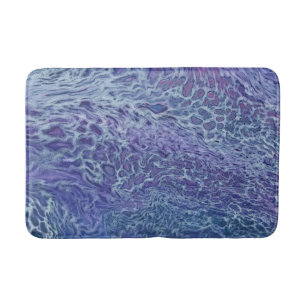 Blue & Violet Acrylic Abstract Fluid Art Bath Mat
