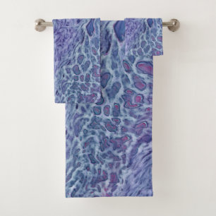 Blue & Violet Acrylic Abstract Fluid Art Bath Towel Set