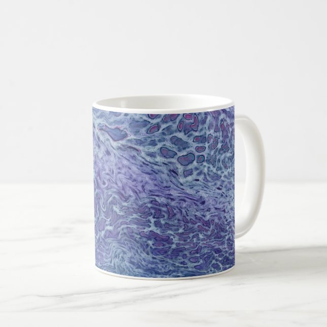 Blue & Violet Acrylic Abstract Fluid Art  Coffee Mug (Front Right)