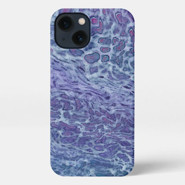 Blue & Violet Acrylic Abstract Fluid Art iPhone Case (Back)