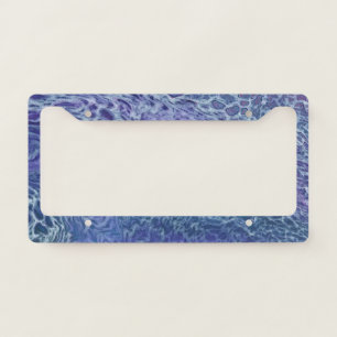 Blue & Violet Acrylic Abstract Fluid Art License Plate Frame