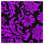Blue Violet And Black Floral Damasks Fabric