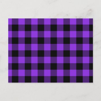 Blue Violet And Black Gingham Postcard by purplestuff at Zazzle
