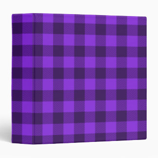 Blue Violet and Dark Purple Buffalo Plaid Gingham 3 Ring Binder