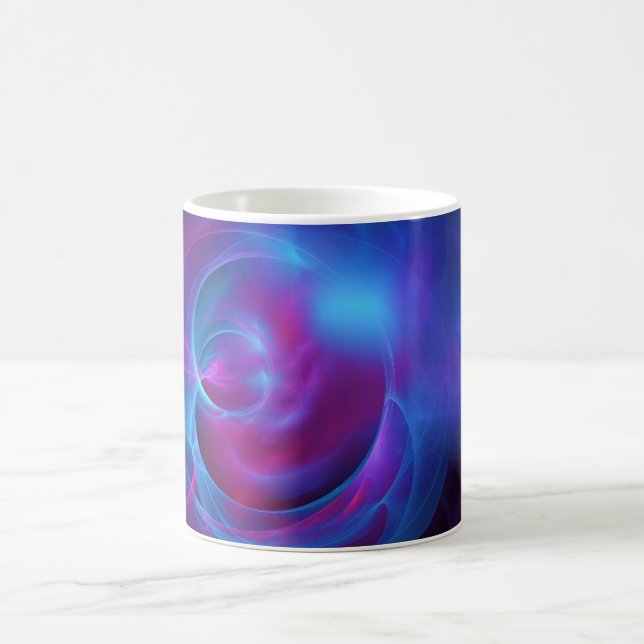 Blue Violet and Pink Cosmic Swirly Fractal Coffee Mug (Center)