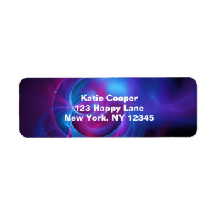 Blue Violet and Pink Cosmic Swirly fractal Label