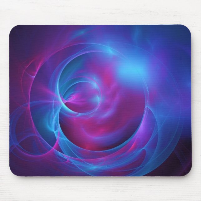 Blue Violet and Pink Cosmic Swirly Fractal Mouse Pad (Front)