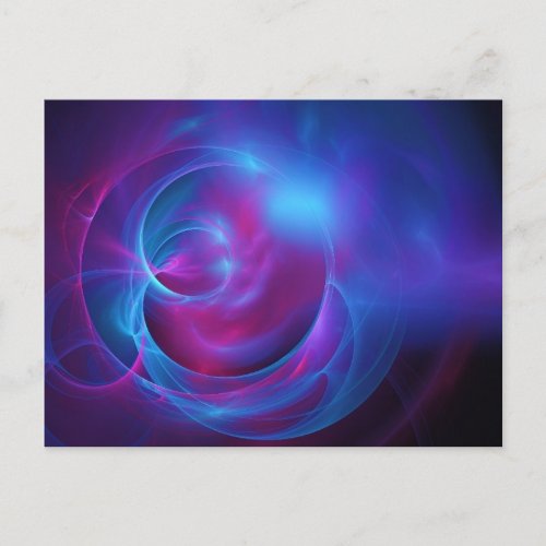 Blue Violet and Pink Cosmic Swirly fractal Postcard