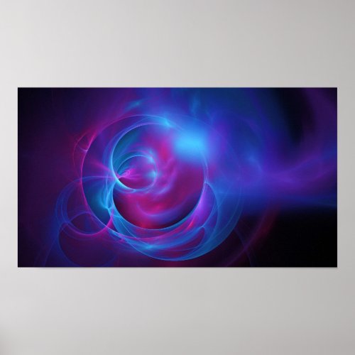 Blue Violet and Pink Cosmic Swirly fractal Poster