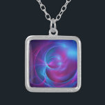 Blue Violet and Pink Cosmic Swirly Fractal Silver Plated Necklace<br><div class="desc">A surreal fractal image with circles and swirls colored purple,  violet,  blue and pink creating a psychedelic abstract design. Has a cosmic outer space feel with a smooth texture,  glowing colors,  deep shadows and bright luminous highlights.</div>