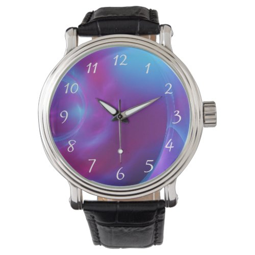 Blue Violet and Pink Cosmic Swirly Fractal Watch