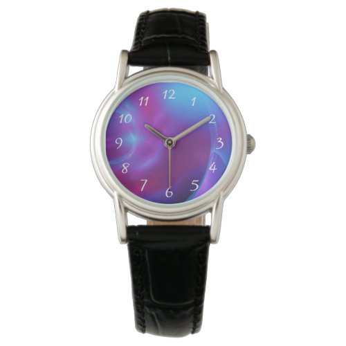 Blue Violet and Pink Cosmic Swirly Fractal Watch