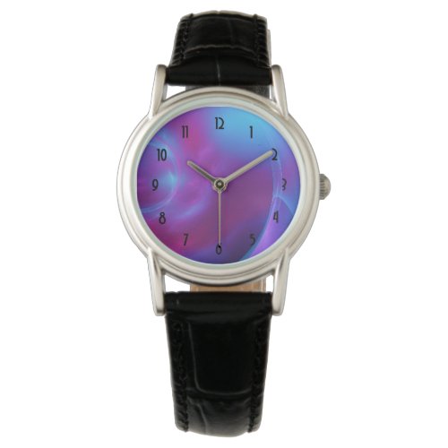 Blue Violet and Pink Cosmic Swirly Fractal Watch