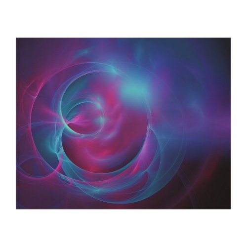 Blue Violet and Pink Cosmic Swirly fractal Wood Wall Decor