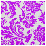 Blue Violet And White Floral Damasks Fabric