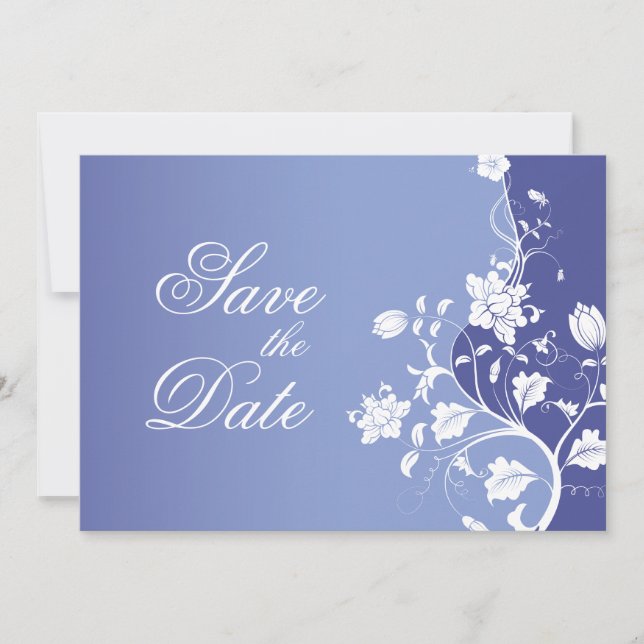 Blue Violet Floral Save the Date (Front)
